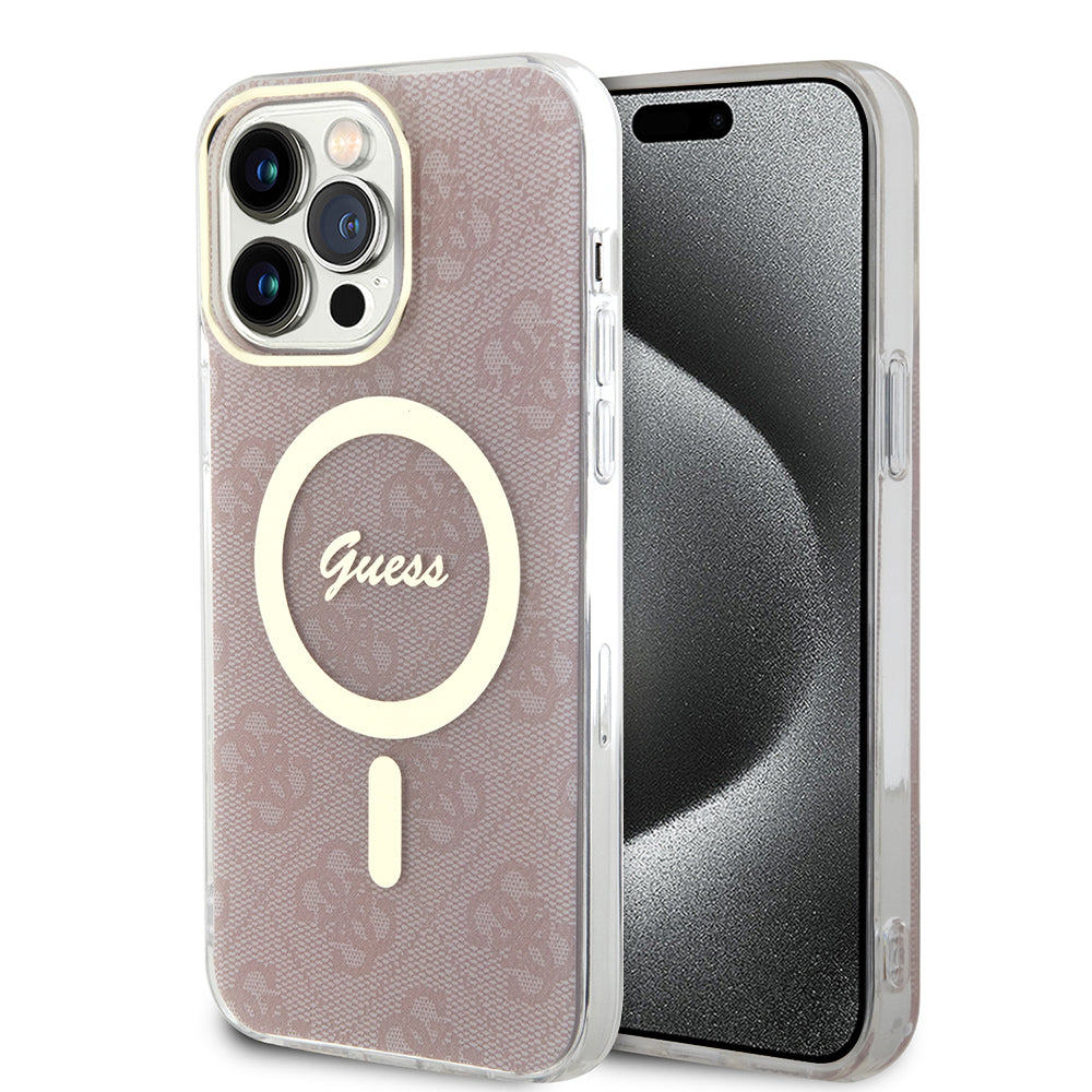 Étui MagSafe pour Apple iPhone 15 Pro, Guess, IML 4G, Rose