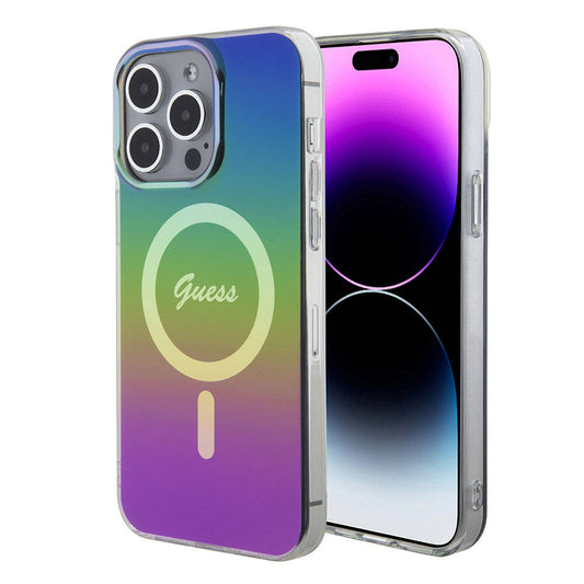 Coque MagSafe pour Apple iPhone 15 Pro, Guess, IML Iridescent, Multicolore