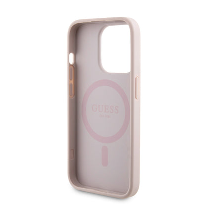 Étui MagSafe pour Apple iPhone 15 Pro, Guess, Powerbank 4G Metal Logo, Rose