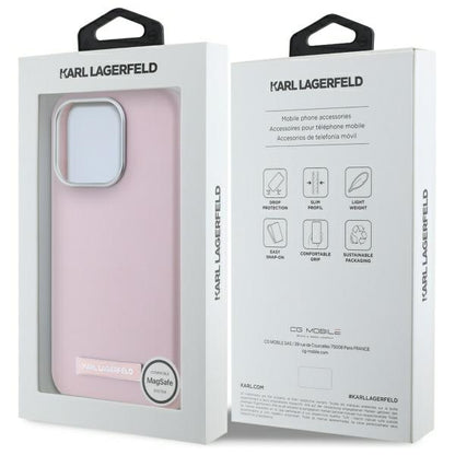 Étui MagSafe pour Apple iPhone 15 Pro, Karl Lagerfeld, Plaque Métallique FW, Rose