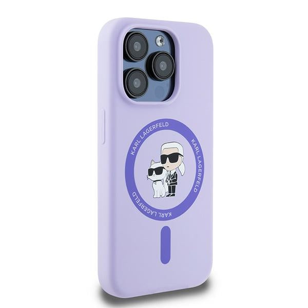 MagSafe Case for Apple iPhone 15 Pro, Karl Lagerfeld, Silicone Ring Karl & Choupette, Purple