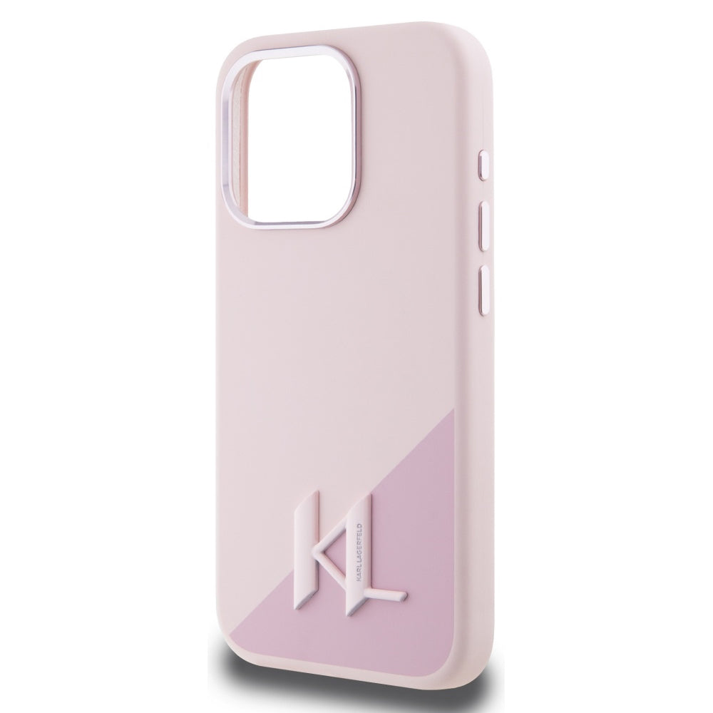 Housse MagSafe pour Apple iPhone 15 Pro, Karl Lagerfeld, Silicone Shadow Metal Initial, Rose