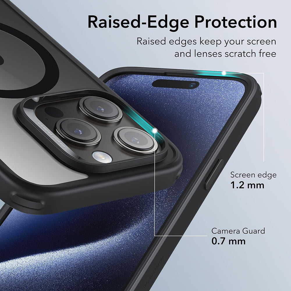 Coque MagSafe pour Apple iPhone 15 Pro Max, ESR, Classic Hybrid, Noire Transparente