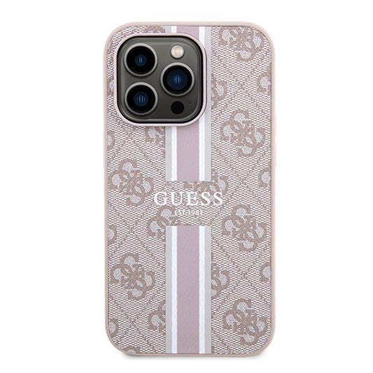 Coque MagSafe pour Apple iPhone 15 Pro Max, Guess, 4G Printed Stripes, Rose