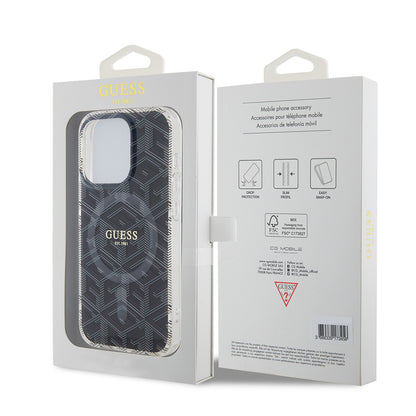 MagSafe Hülle für Apple iPhone 15 Pro Max, Guess, IML Gcube, Schwarz