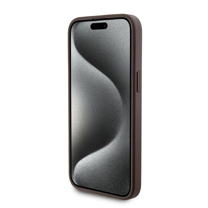 MagSafe Hülle für Apple iPhone 15 Pro Max, Guess, Powerbank 4G Metal Logo, Braun