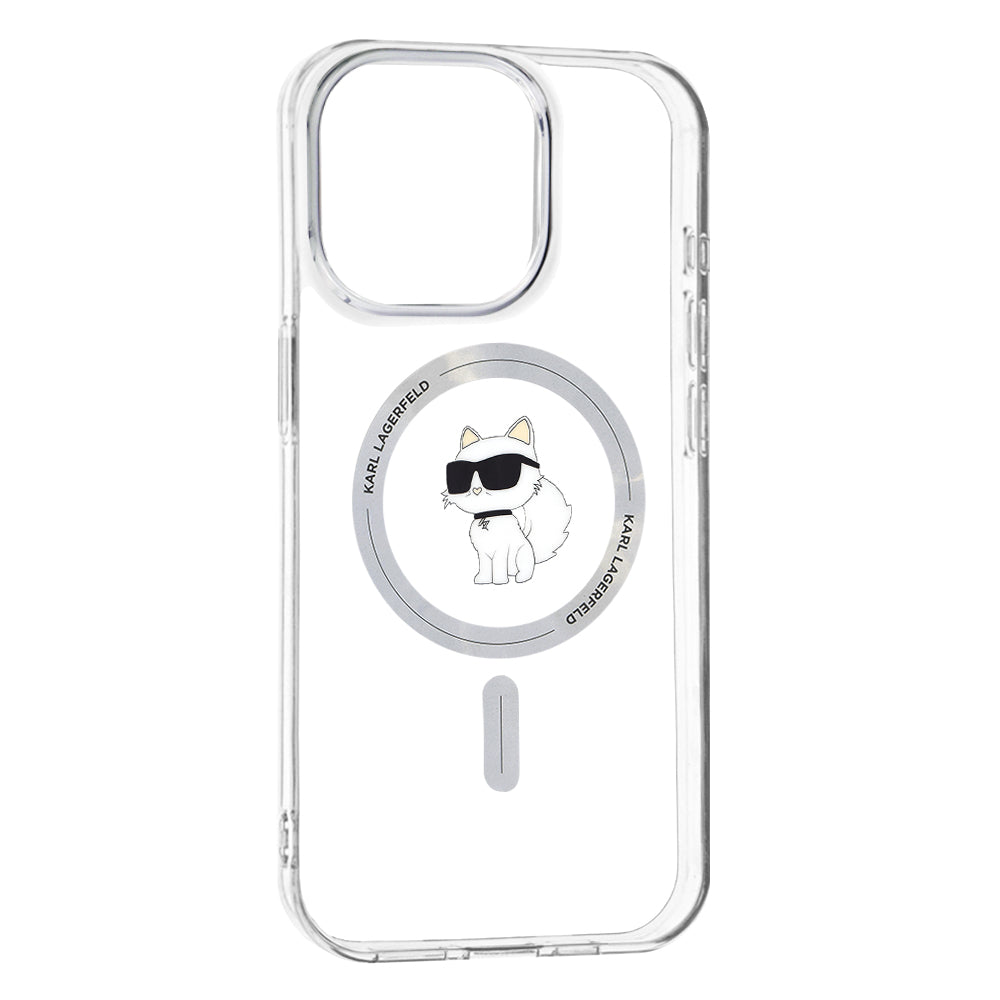 Étui MagSafe pour Apple iPhone 15 Pro Max, Karl Lagerfeld, IML Choupette, Transparent