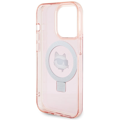 Coque MagSafe pour Apple iPhone 15 Pro Max, Karl Lagerfeld, Ring Stand Choupette's Head, Rose