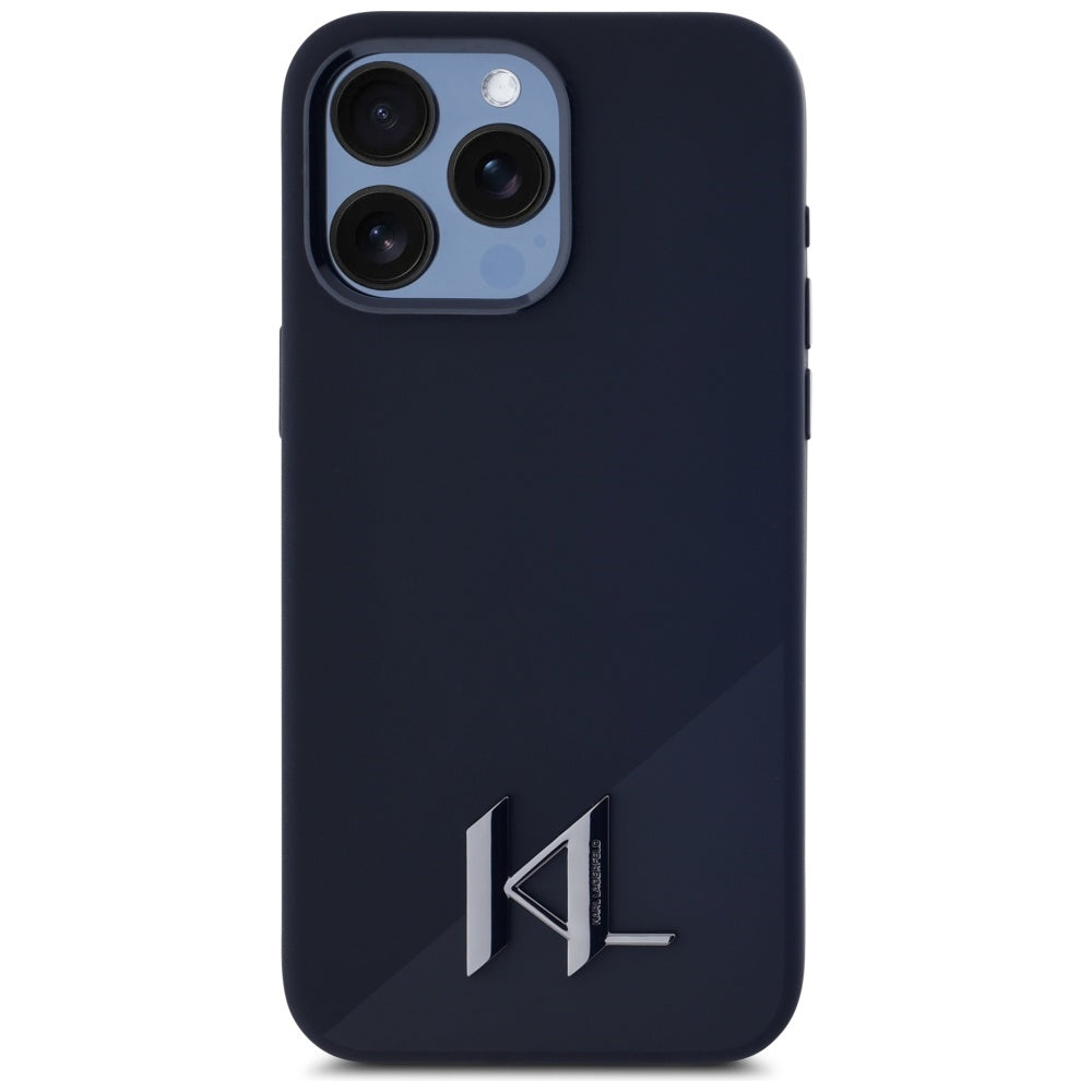 Coque MagSafe pour Apple iPhone 15 Pro Max, Karl Lagerfeld, Silicone Shadow Metal Initial, Noire
