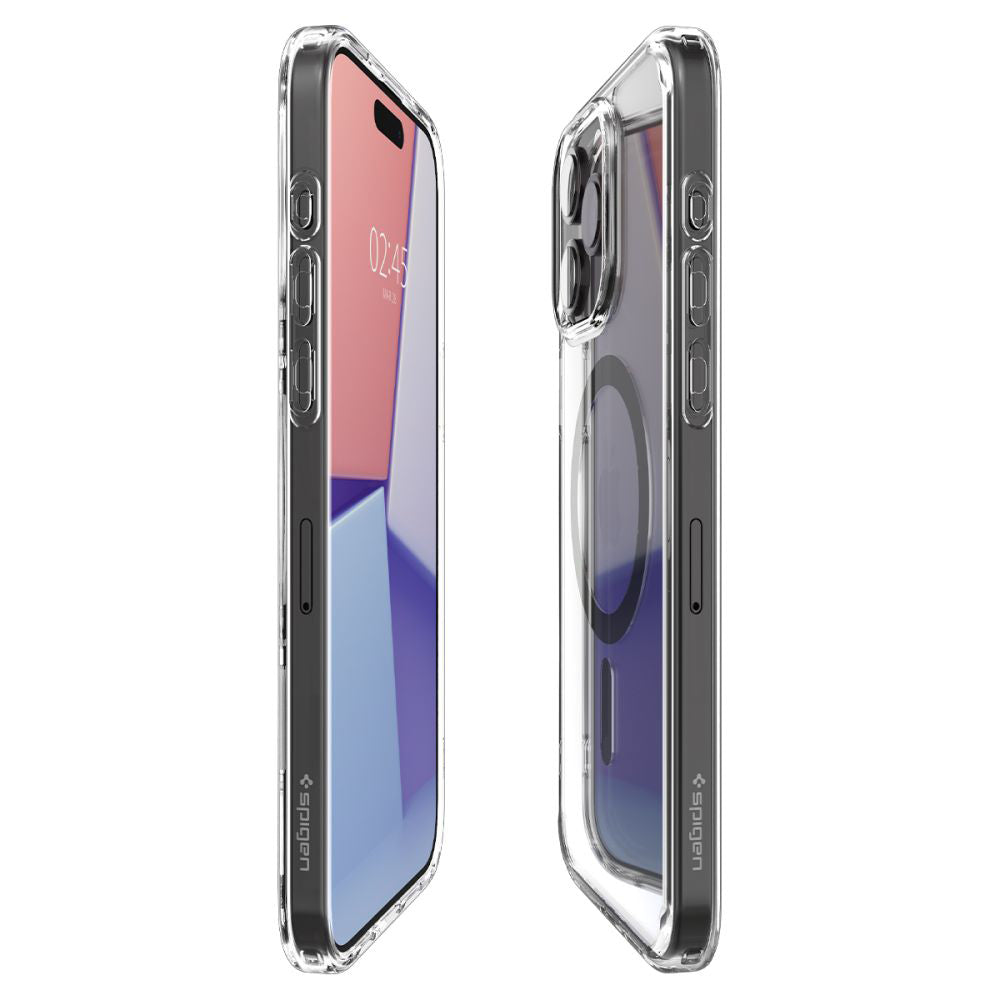 Coque MagSafe pour Apple iPhone 15 Pro Max, Spigen, Ultra Hybrid Carbon, Transparente