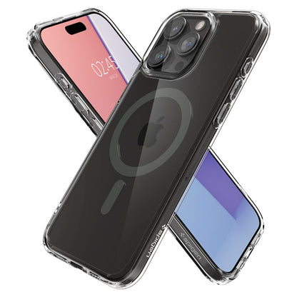 Coque MagSafe pour Apple iPhone 15 Pro Max, Spigen, Ultra Hybrid Carbon, Transparente