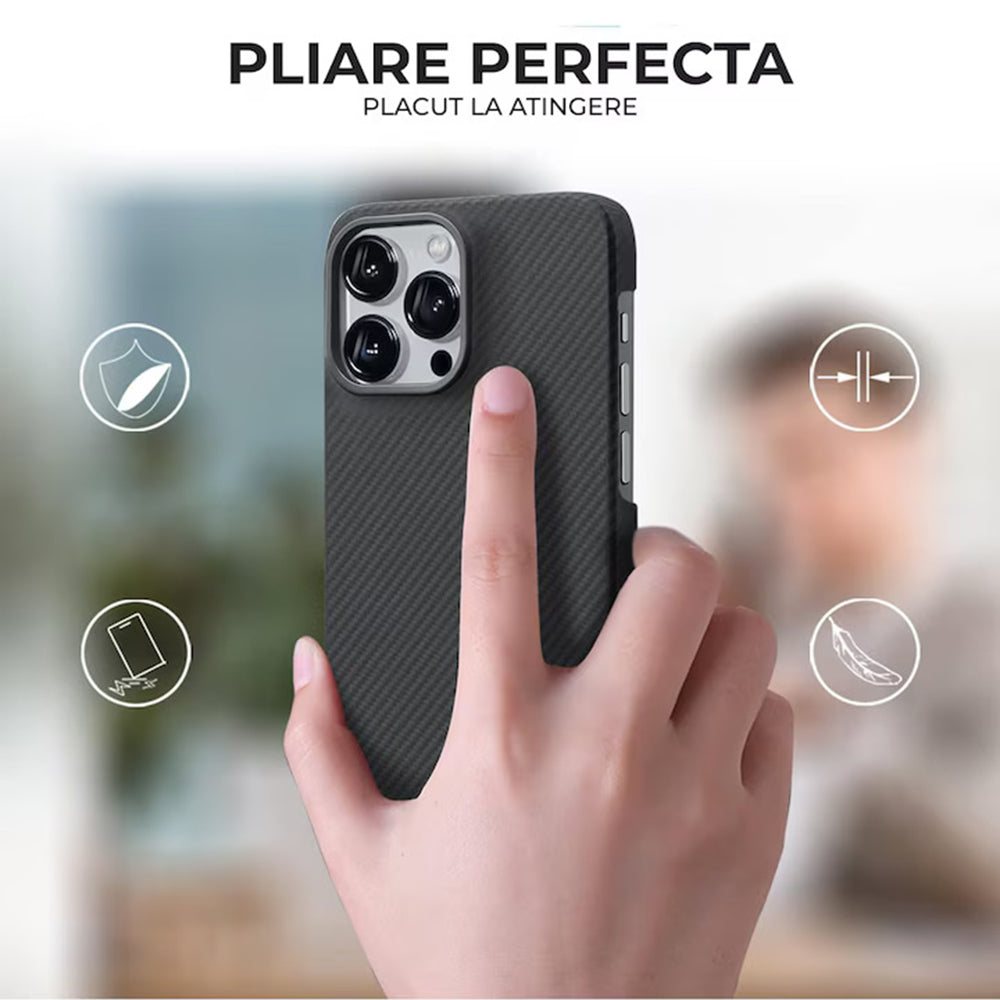 Coque MagSafe pour Apple iPhone 15 Pro Max, Techsuit, Fibre d'aramide, Noire
