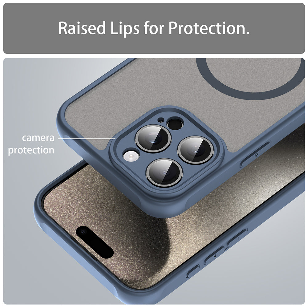 MagSafe Case for Apple iPhone 15 Pro Max, Techsuit, HaloFrost II, Navy Blue