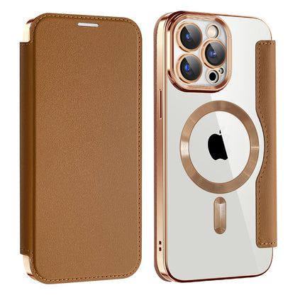 MagSafe Case for Apple iPhone 15 Pro Max, Techsuit, SmartMag Book, Brown
