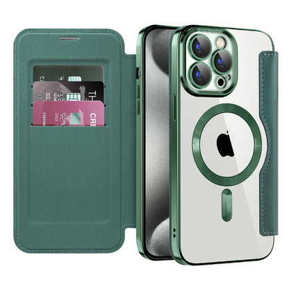 Coque MagSafe pour Apple iPhone 15 Pro Max, Techsuit, SmartMag Book, Vert