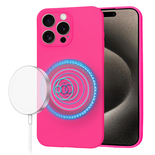 Coque MagSafe pour Apple iPhone 15 Pro Max, Techsuit, SoftFlex, Rose Foncé