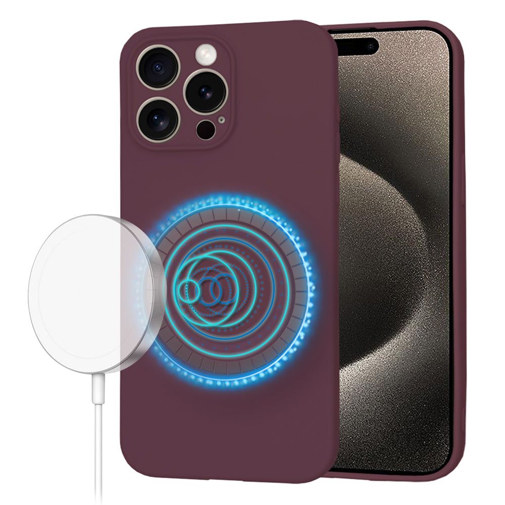 Coque MagSafe pour Apple iPhone 15 Pro Max, Techsuit, SoftFlex, Bordeaux