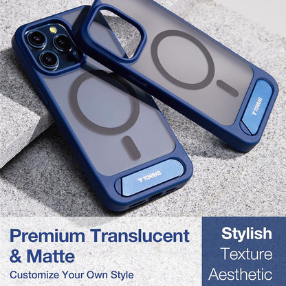 Coque MagSafe pour Apple iPhone 15 Pro Max, Torras, Pstand, Bleu Marine