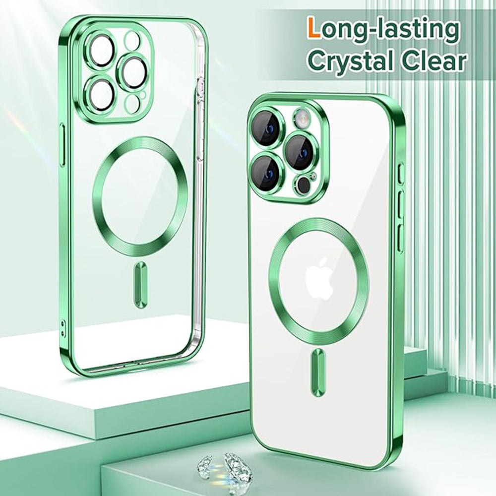 MagSafe-Hülle für Apple iPhone 15 Pro, Techsuit, Luxury Crystal, Hellgrün