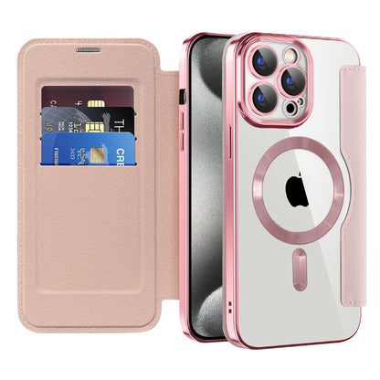 MagSafe Case for Apple iPhone 15 Pro, Techsuit, SmartMag Book, Pink