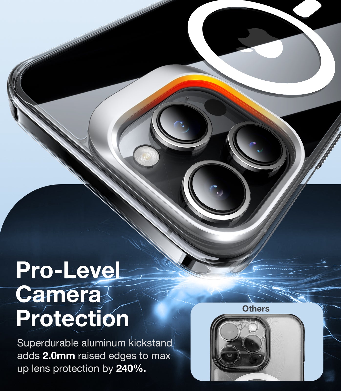 Coque MagSafe pour Apple iPhone 15 Pro, Torras, Lstand, Transparente
