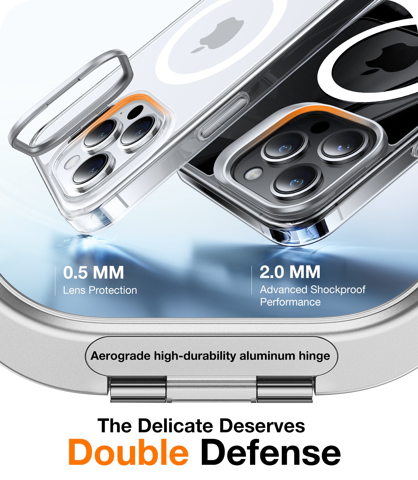 Coque MagSafe pour Apple iPhone 15 Pro, Torras, Lstand, Transparente