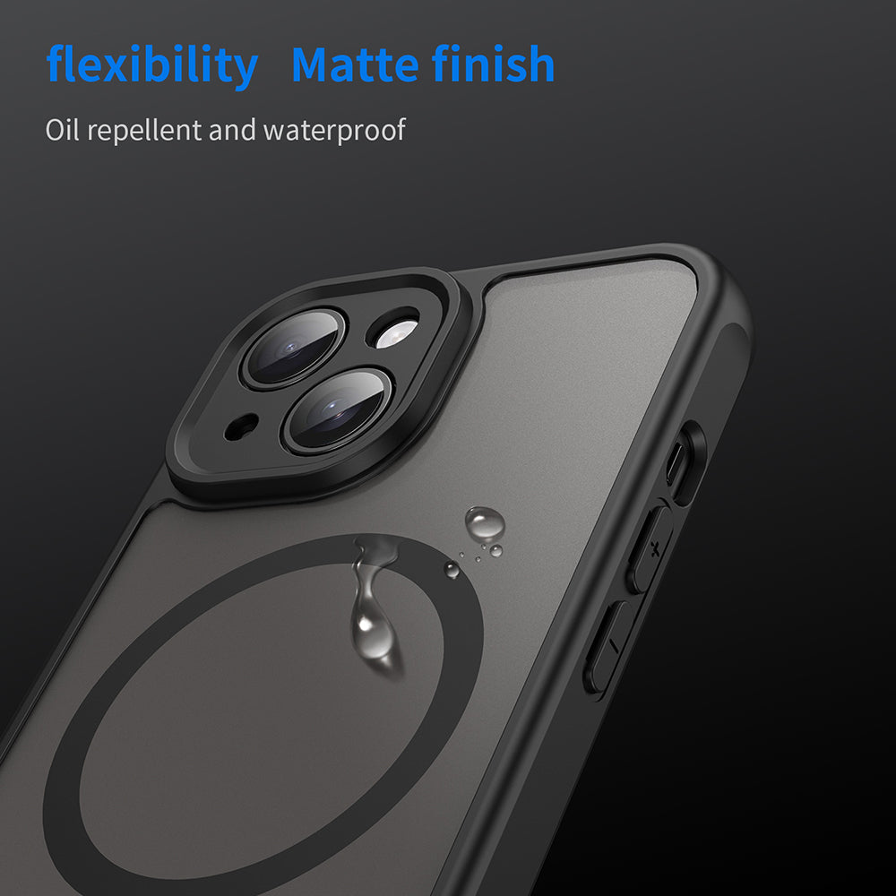 MagSafe-Hülle für Apple iPhone 15, Techsuit, HaloFrost II, Schwarz