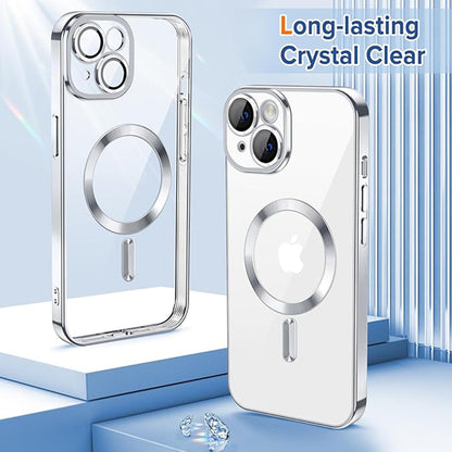MagSafe-Hülle für Apple iPhone 15, Techsuit, Luxury Crystal, Silber