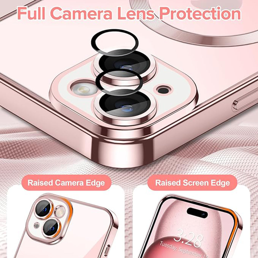 Coque MagSafe pour Apple iPhone 15, Techsuit, Luxury Crystal, Rose