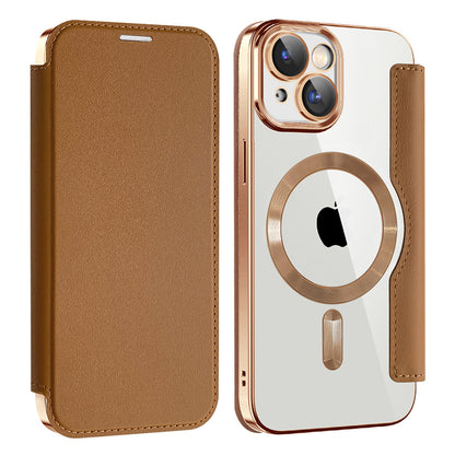MagSafe Case for Apple iPhone 15, Techsuit, SmartMag Book, Brown