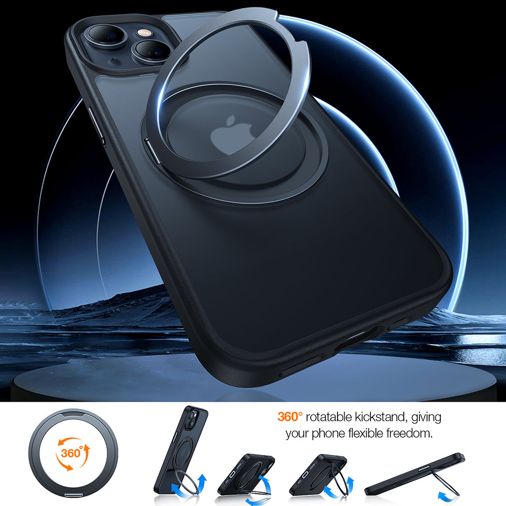 Étui MagSafe pour Apple iPhone 15, Torras, Ostand Pro, Noir