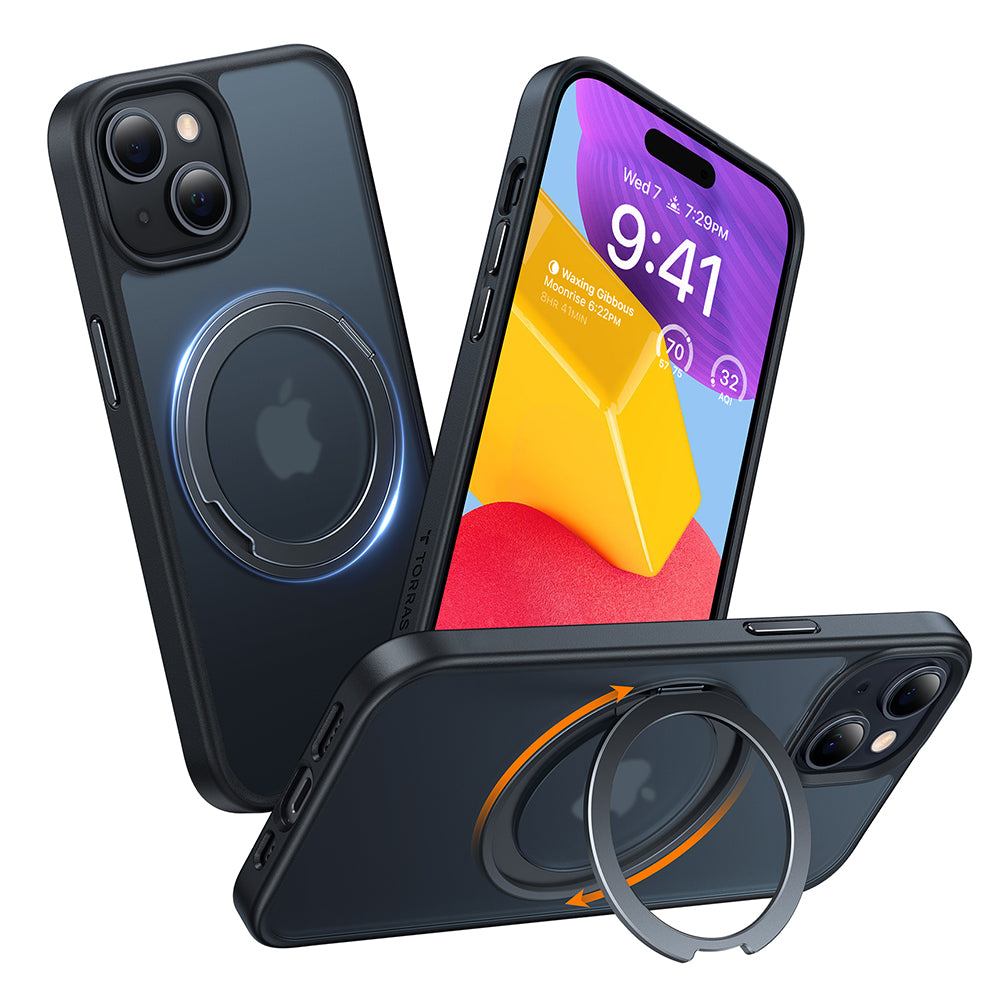 Étui MagSafe pour Apple iPhone 15, Torras, Ostand Pro, Noir