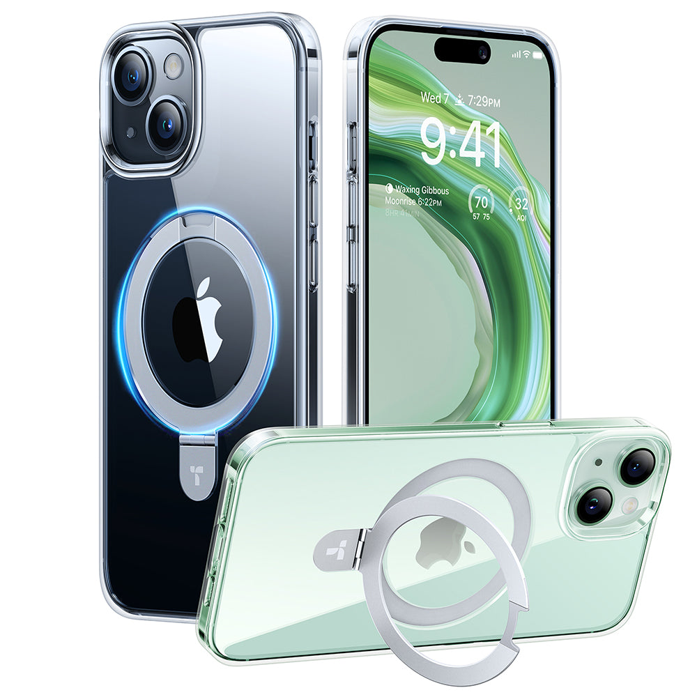 MagSafe Hülle für Apple iPhone 15, Torras, Ostand, Transparent