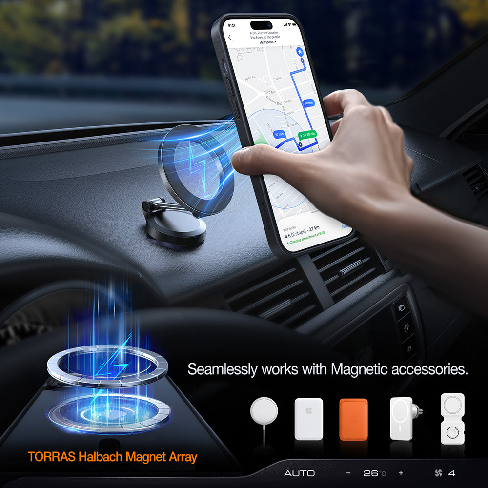 MagSafe-Hülle für Apple iPhone 15, Torras, Pstand, Schwarz