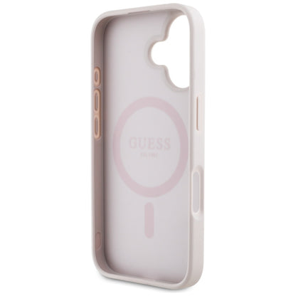 Étui MagSafe pour Apple iPhone 16, Guess, 4G Circle Classic Logo, Rose