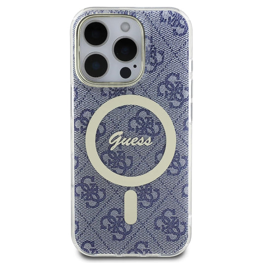 Coque MagSafe pour Apple iPhone 16, Guess, IML 4G, Bleue