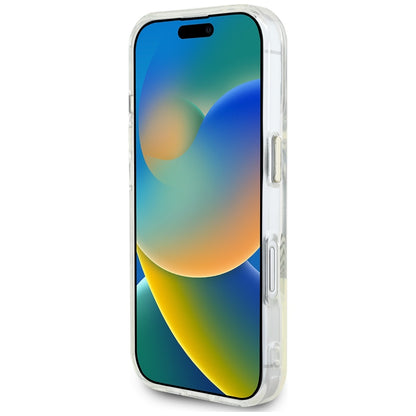 MagSafe Case for Apple iPhone 16, Guess, IML Metal Colored Circle, Grey