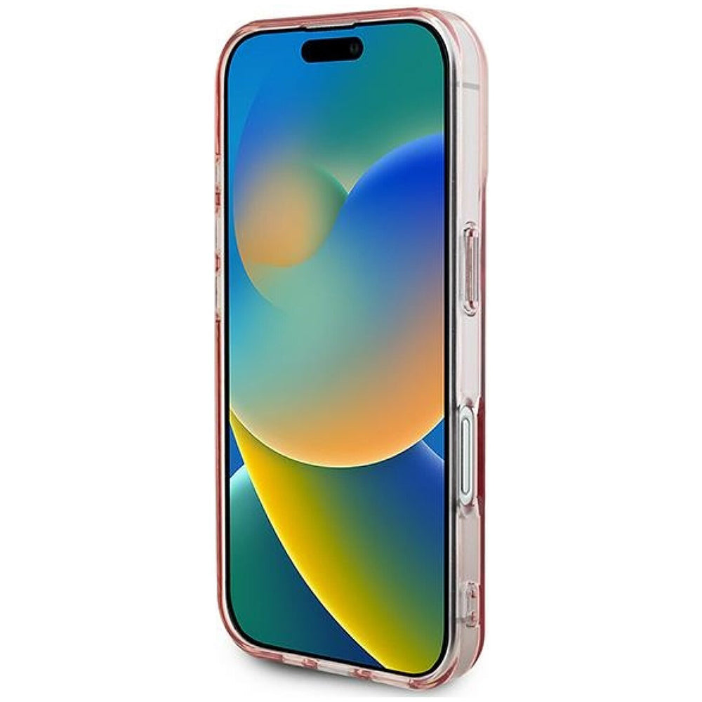 MagSafe Hülle für Apple iPhone 16, Guess, IML Rhinestones Ring, Rosa GUHMP16SPFTDTEP