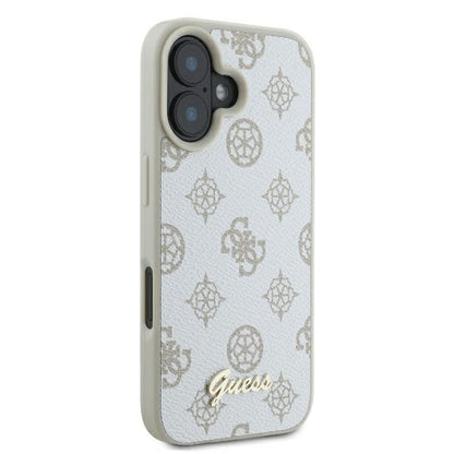 Coque MagSafe pour Apple iPhone 16, Guess, Peony Script, Blanche