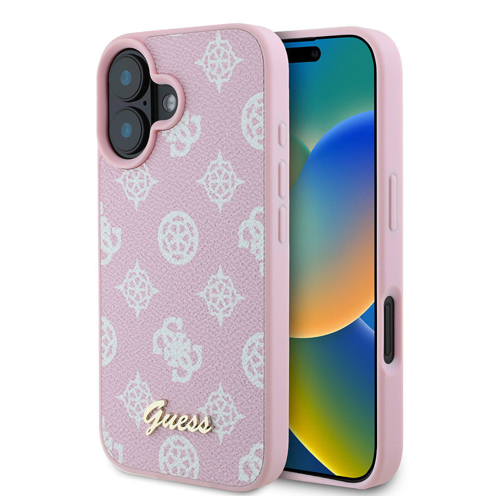 Coque MagSafe pour Apple iPhone 16, Guess, Peony Script, Rose