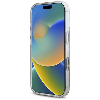 Coque MagSafe pour Apple iPhone 16, Guess, Fleurs en Résine et Paillettes, Mauve