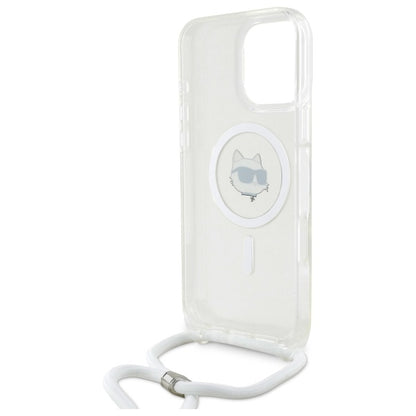 Housse MagSafe pour Apple iPhone 16, Karl Lagerfeld, IML Crossbody Choupette's Head with Strap, Transparente