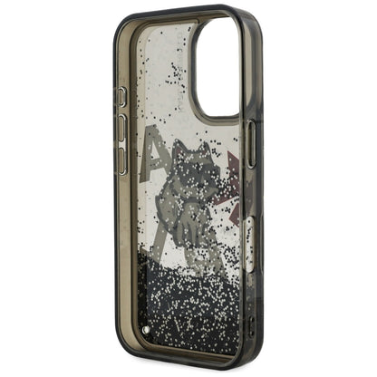MagSafe Hülle für Apple iPhone 16, Karl Lagerfeld, Liquid Glitter Choupette Logo, Schwarz