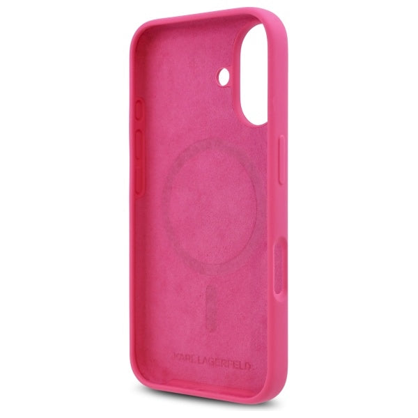 MagSafe Case for Apple iPhone 16, Karl Lagerfeld, Silicone Choupette's Head, Fuchsia