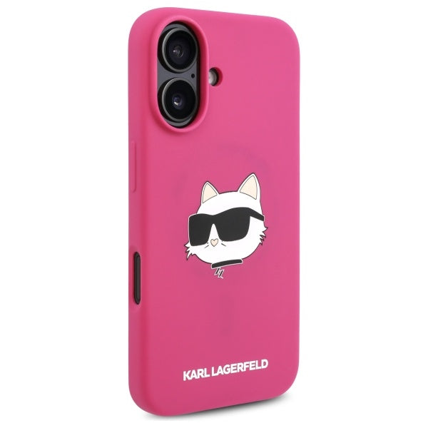 MagSafe Case for Apple iPhone 16, Karl Lagerfeld, Silicone Choupette's Head, Fuchsia