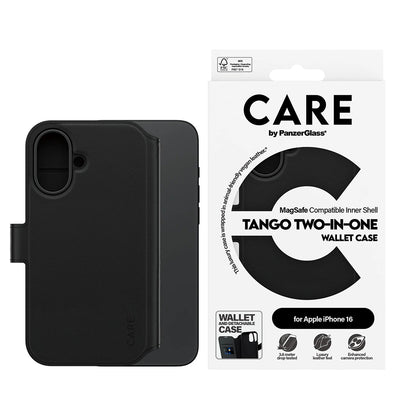 Étui MagSafe pour Apple iPhone 16, PanzerGlass, Fonction Care Tango Two-in-One, Noir