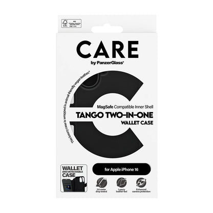 Étui MagSafe pour Apple iPhone 16, PanzerGlass, Fonction Care Tango Two-in-One, Noir