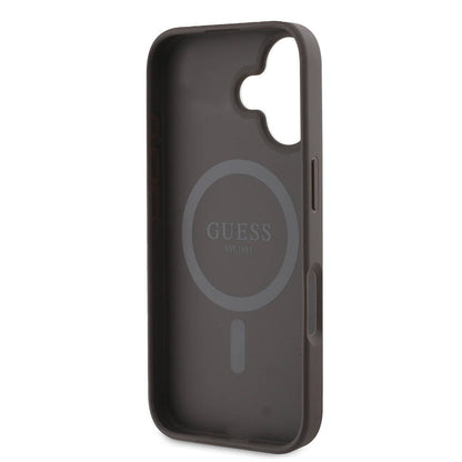 Étui MagSafe pour Apple iPhone 16 Plus, Guess, 4G Printed Stripes, Marron