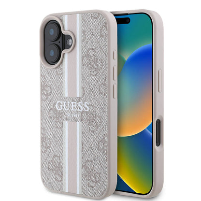Coque MagSafe pour Apple iPhone 16 Plus, Guess, 4G Printed Stripes, Rose