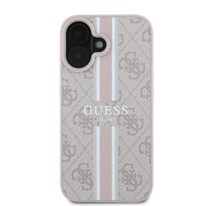 Coque MagSafe pour Apple iPhone 16 Plus, Guess, 4G Printed Stripes, Rose
